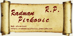 Radman Pirković vizit kartica